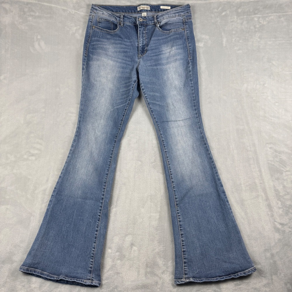 Vintage America Blues Skinny Flare Women's Stretch BOHO Jeans Medium Wash 14/32